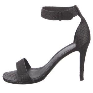 Celine Black Textured Ankle-Strap Stiletto Sandal